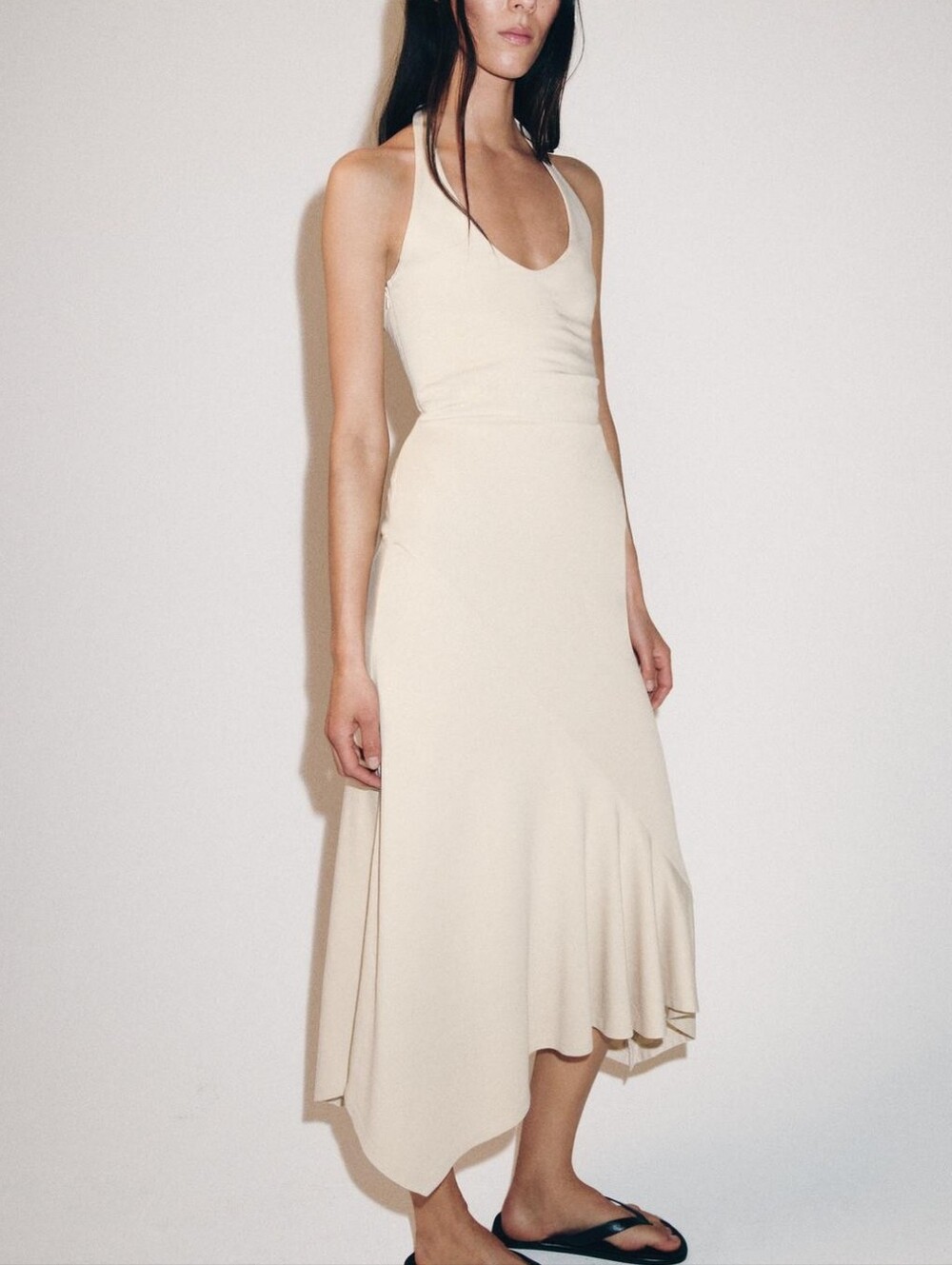 Zara Open Back Halter Dress Cream